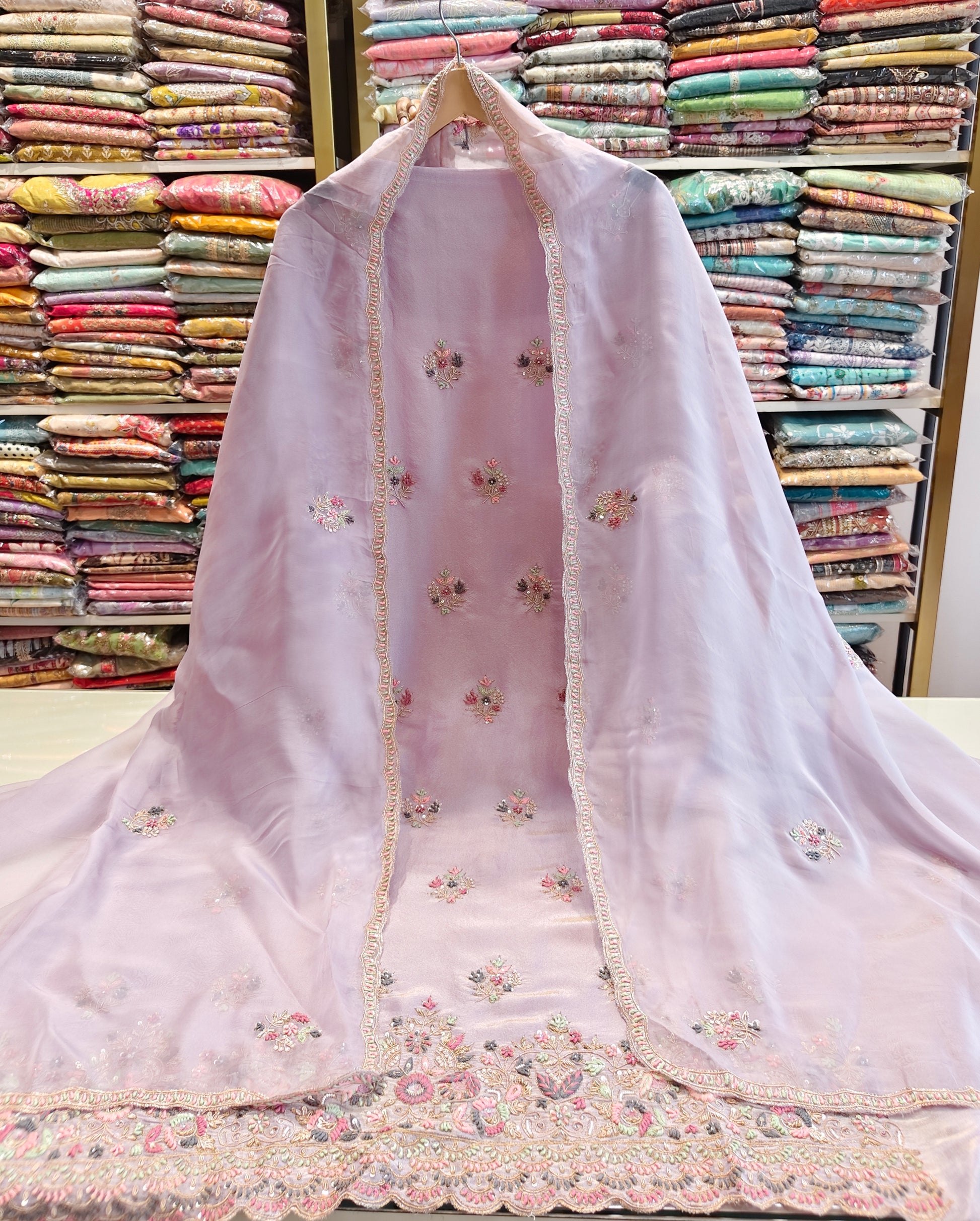Lavender Unstitched Suit
Tissue Suit Set
Kutdana Work Suit
Designer Festive Suit
Wedding Wear Suit