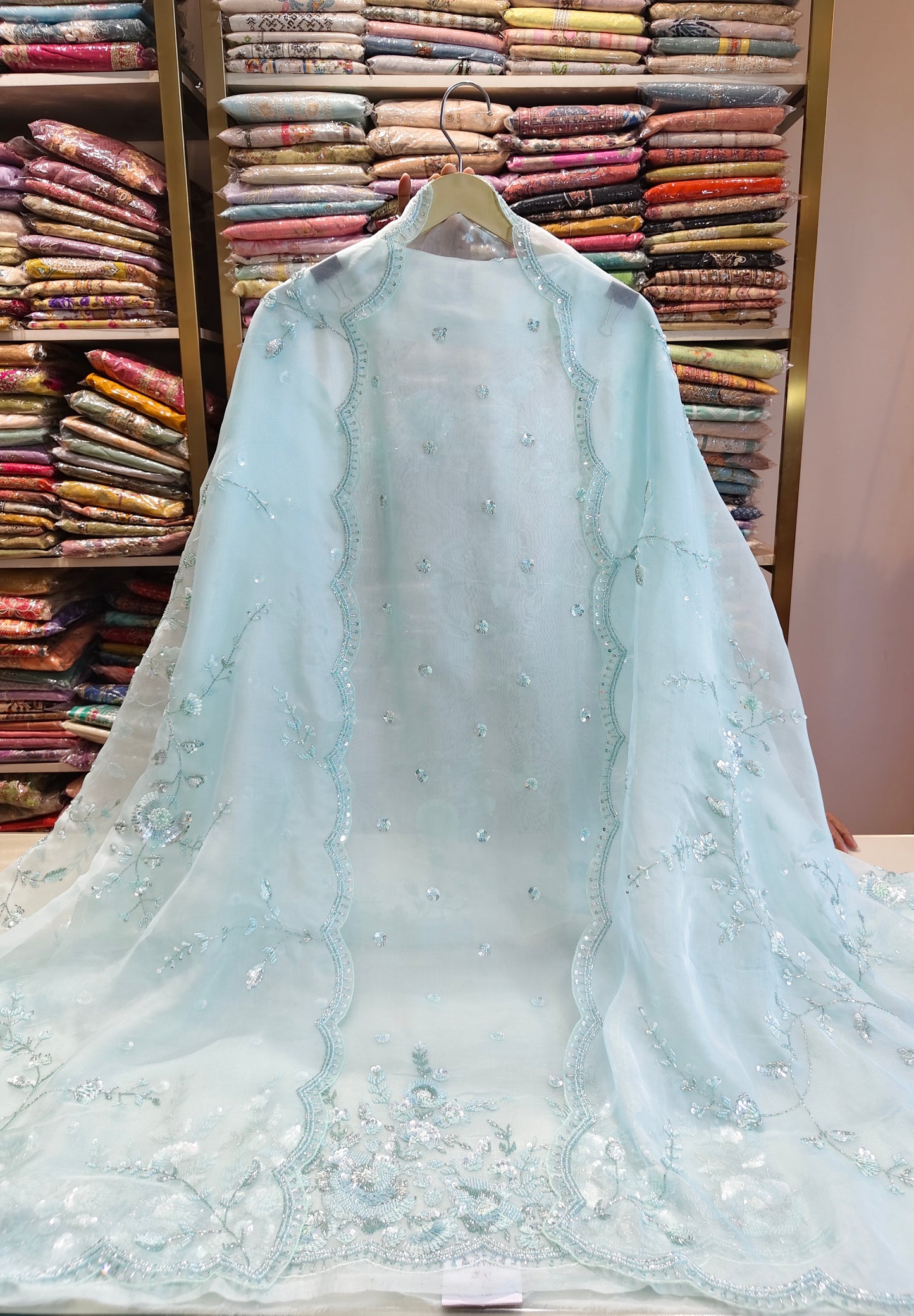 Sky Blue Unstitched Suit
Organza Suit Set
Kutdana Work Suit
Resham Work Suit
Designer Festive Suit