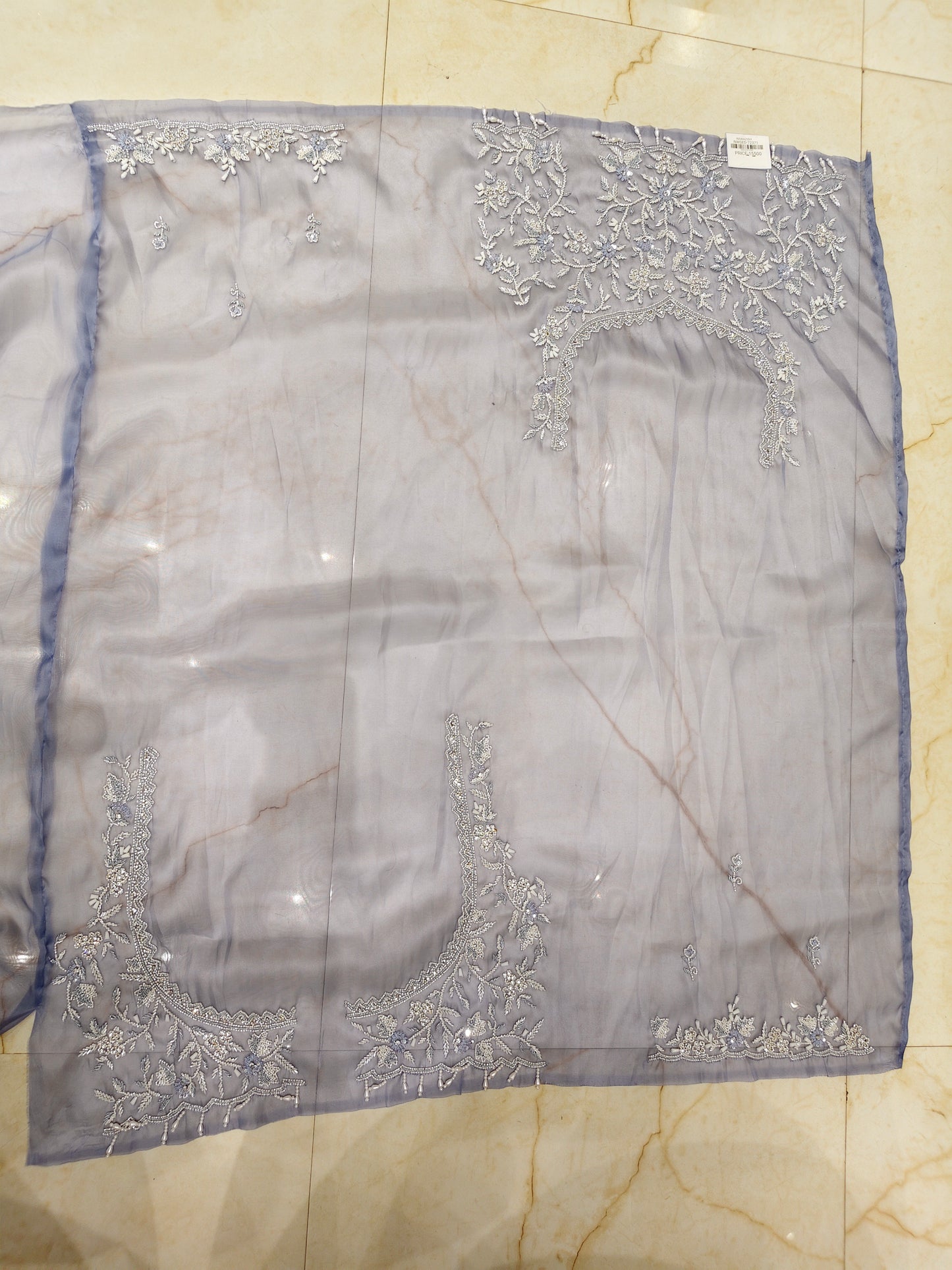Light Blue Kutdana & Stone Work Tissue Saree