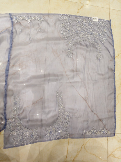 Light Blue Kutdana & Stone Work Tissue Saree