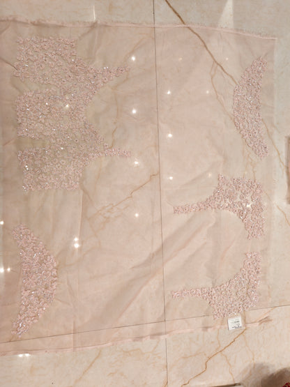 Baby Pink Handwork Organza Saree