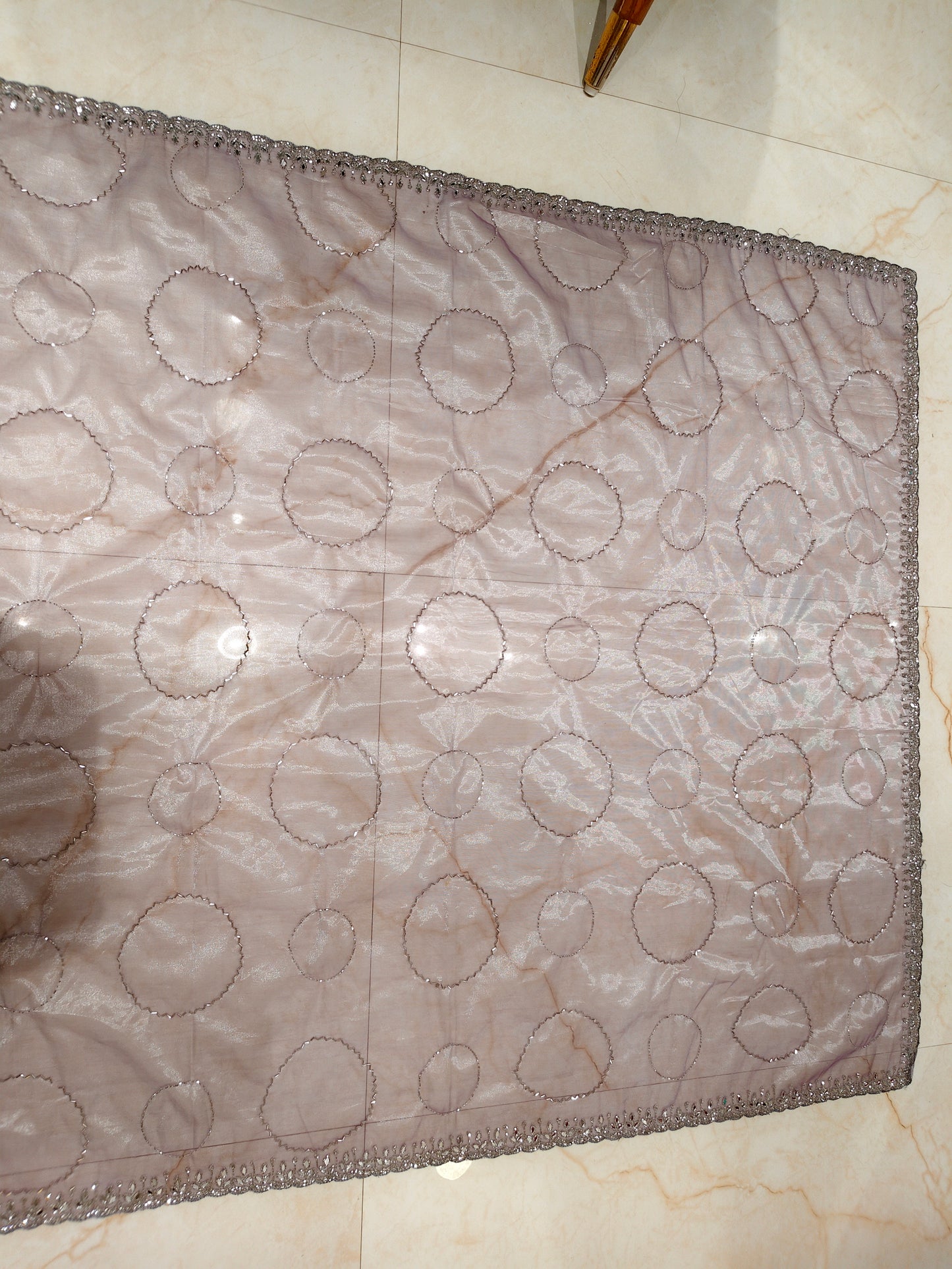 Lavender Mirror & Kutdana Work Tissue Saree