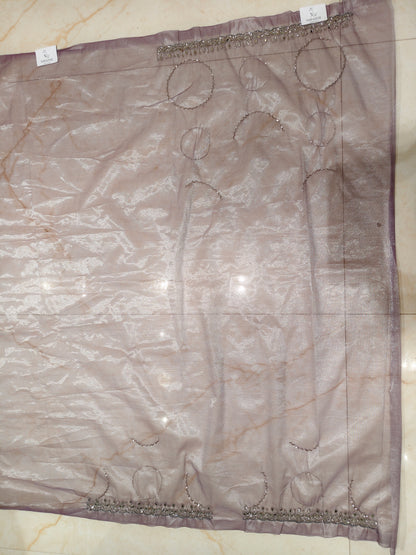 Lavender Mirror & Kutdana Work Tissue Saree