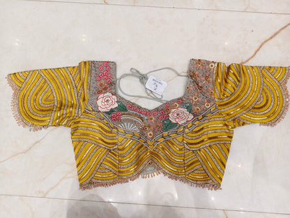Yellow Net Saree