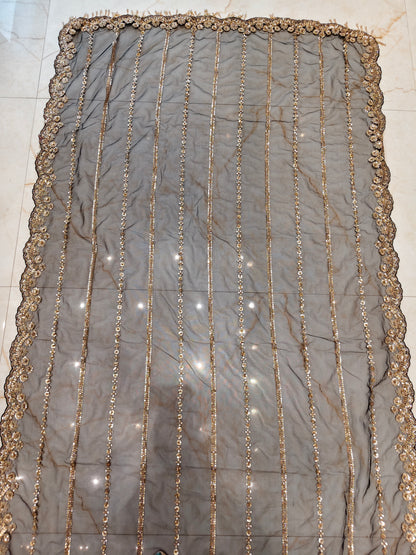 Black Net Saree