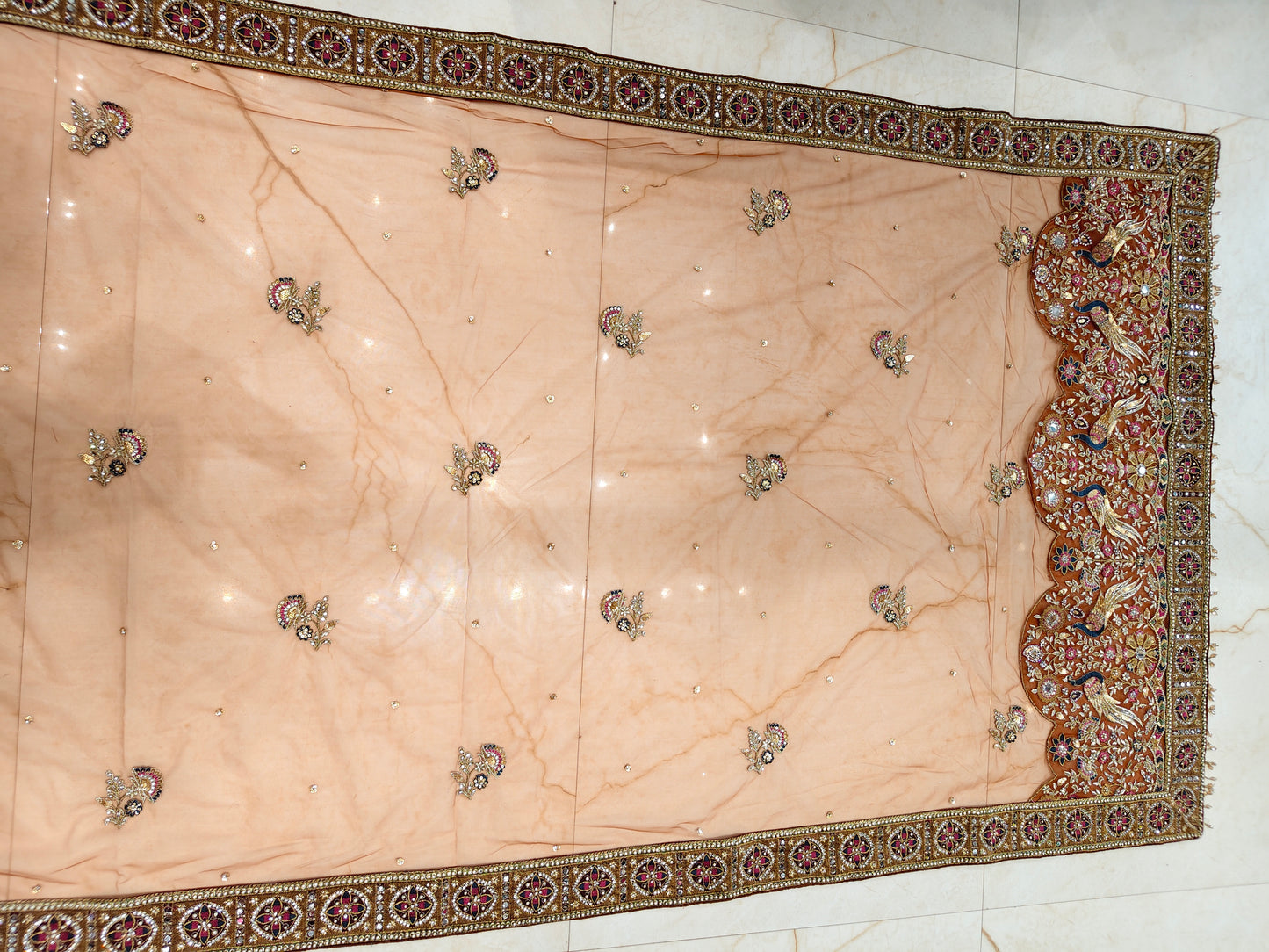 Rust Birds Motif Saree