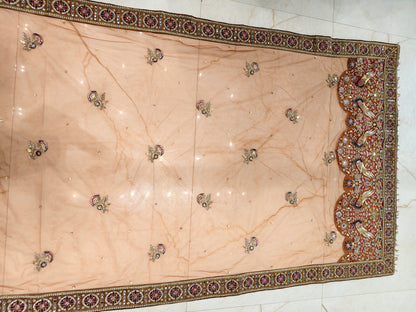 Rust Birds Motif Saree