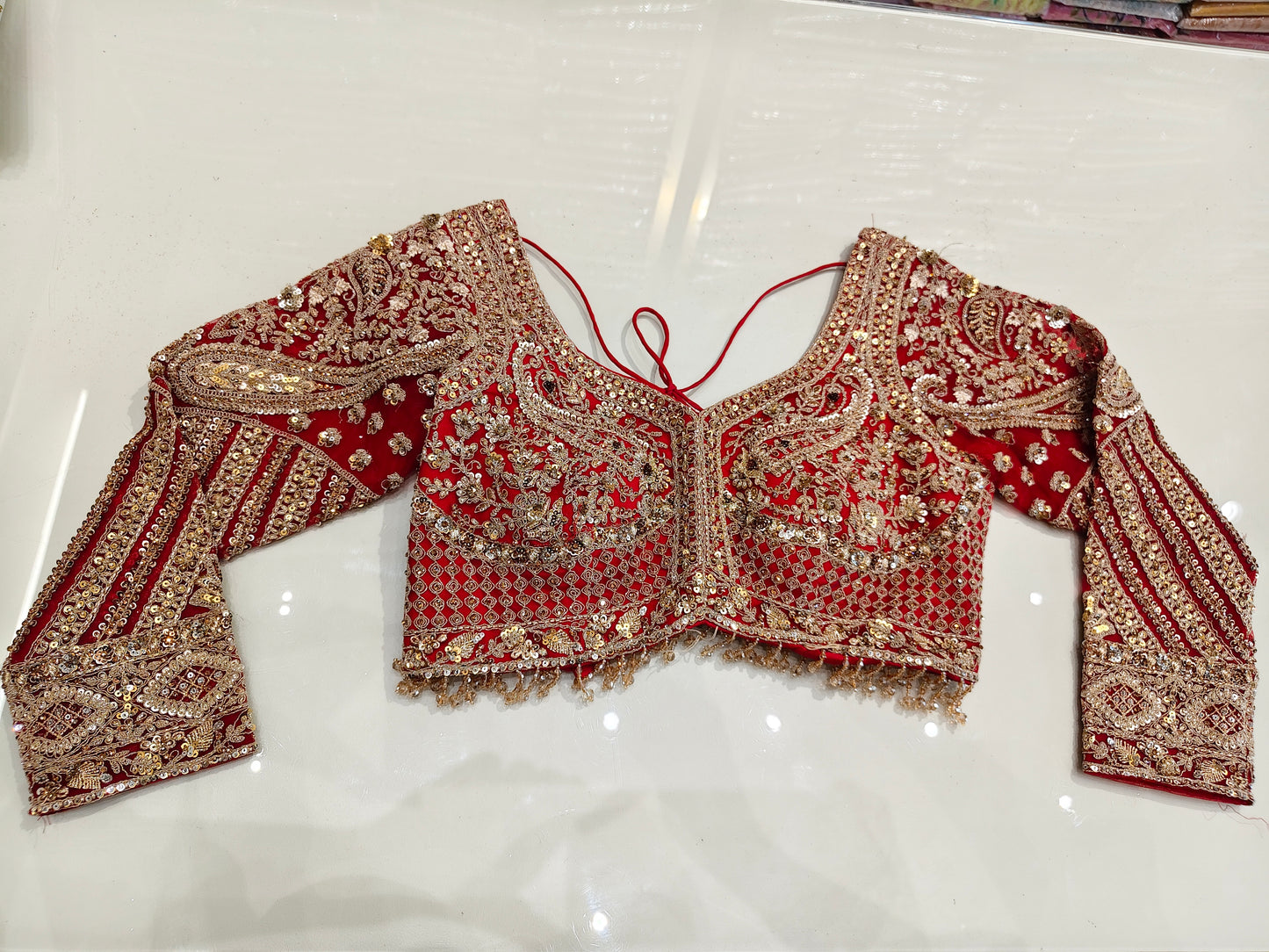 Red Net Saree