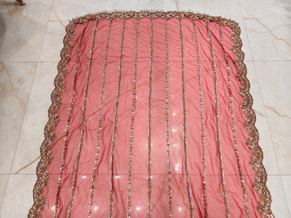 Red Net Saree
