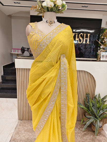 Yellow Organza Saree
