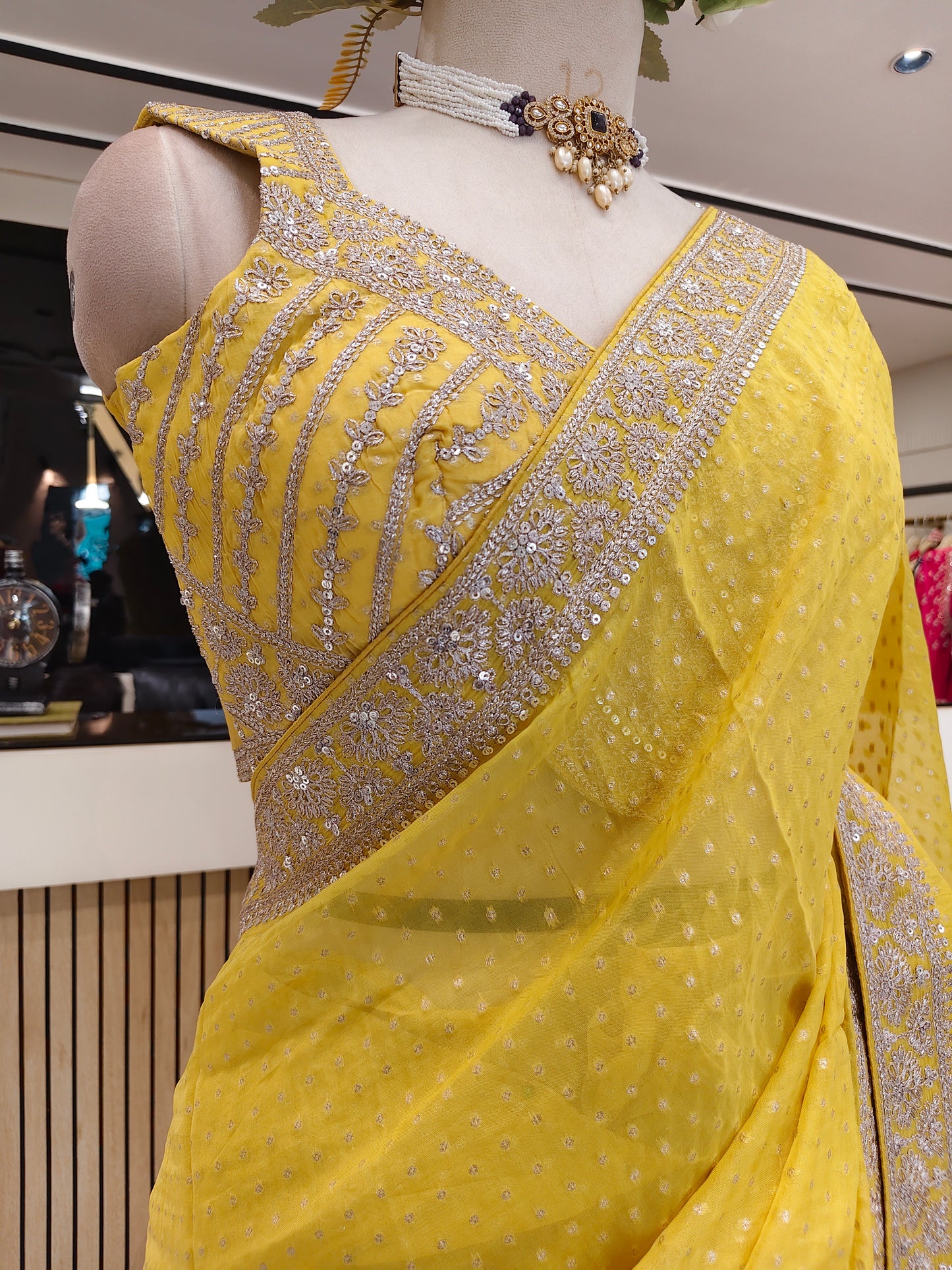 Yellow Organza Saree
