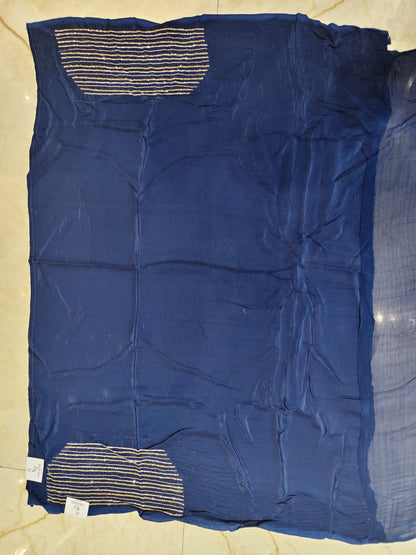 Blue Crepe Saree
