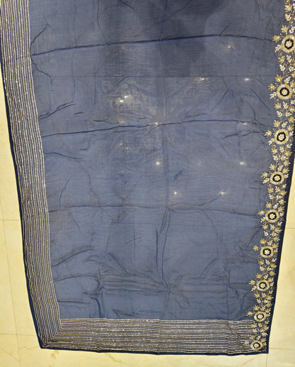 Blue Crepe Saree