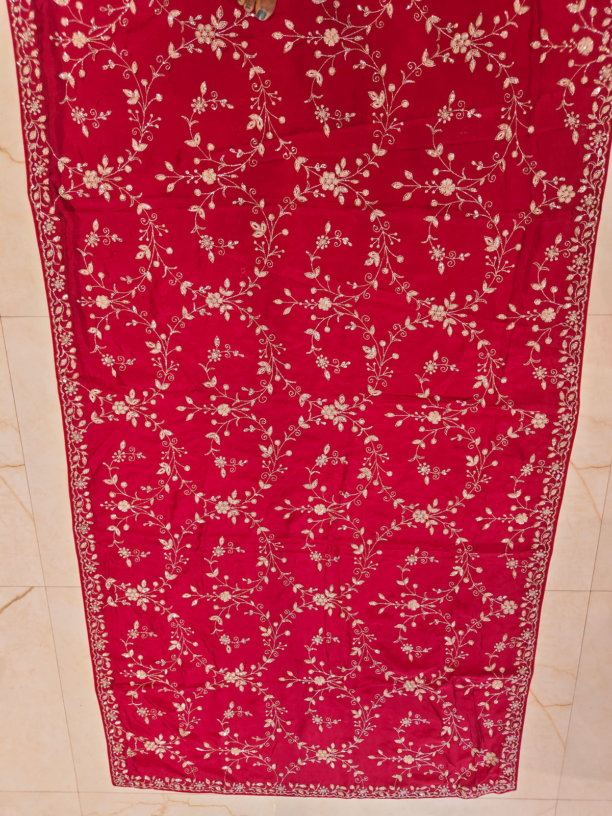 Maroon Crepe Saree