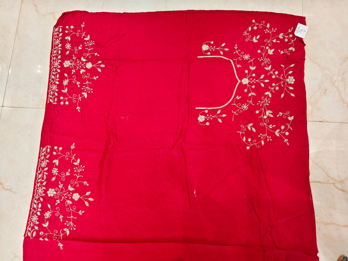 Maroon Crepe Saree