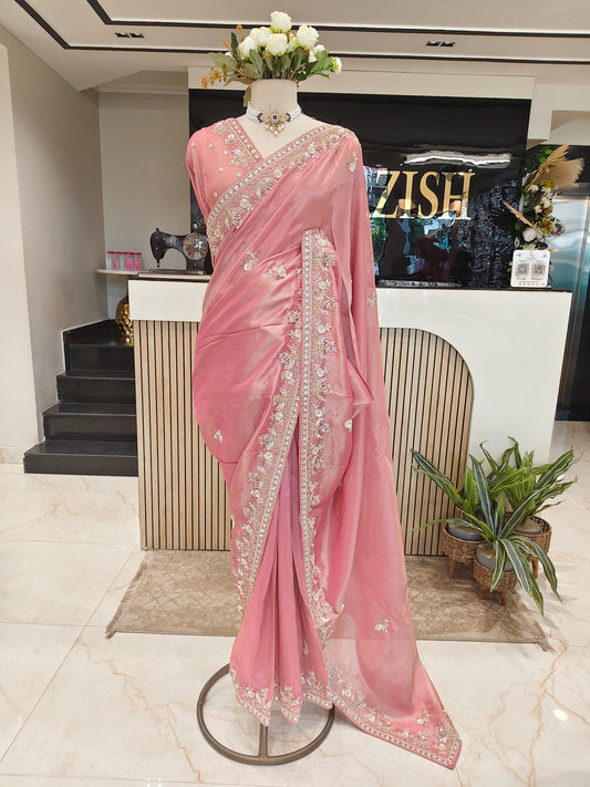 Baby Pink Tissue Saree