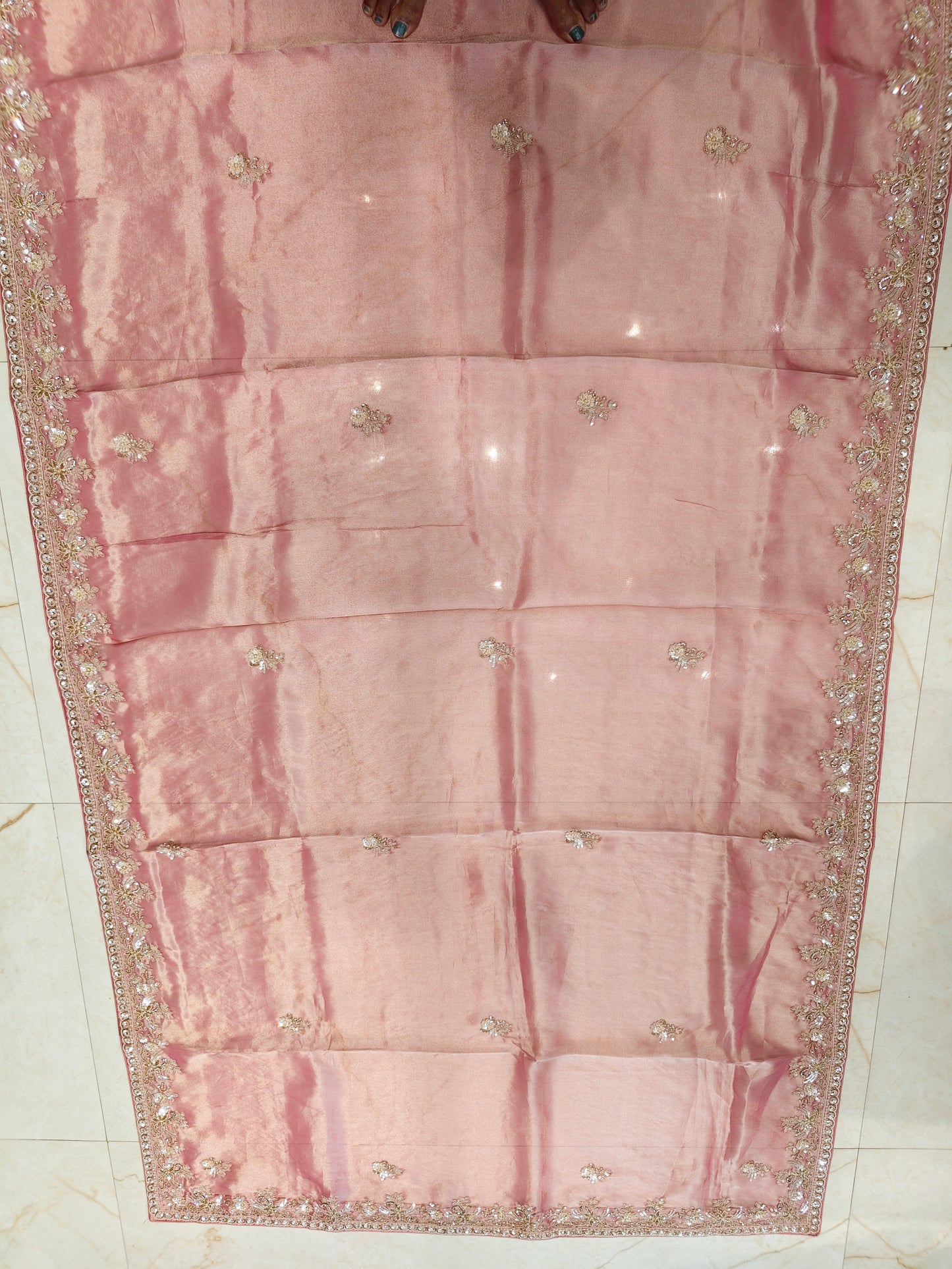 Baby Pink Tissue Saree
