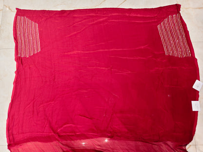 Maroon Chinon Saree