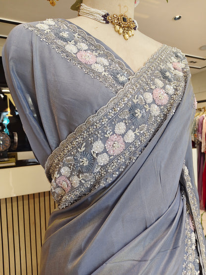 Grey Tissue Saree
