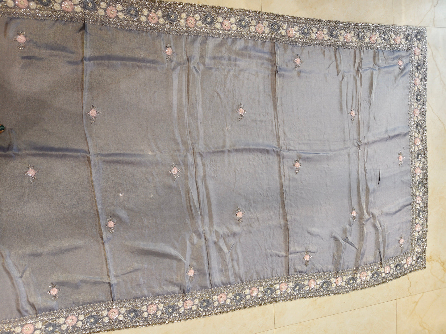 Grey Tissue Saree