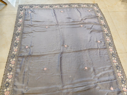 Grey Tissue Saree