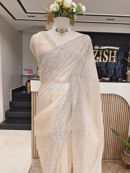 Cream Tissue Saree