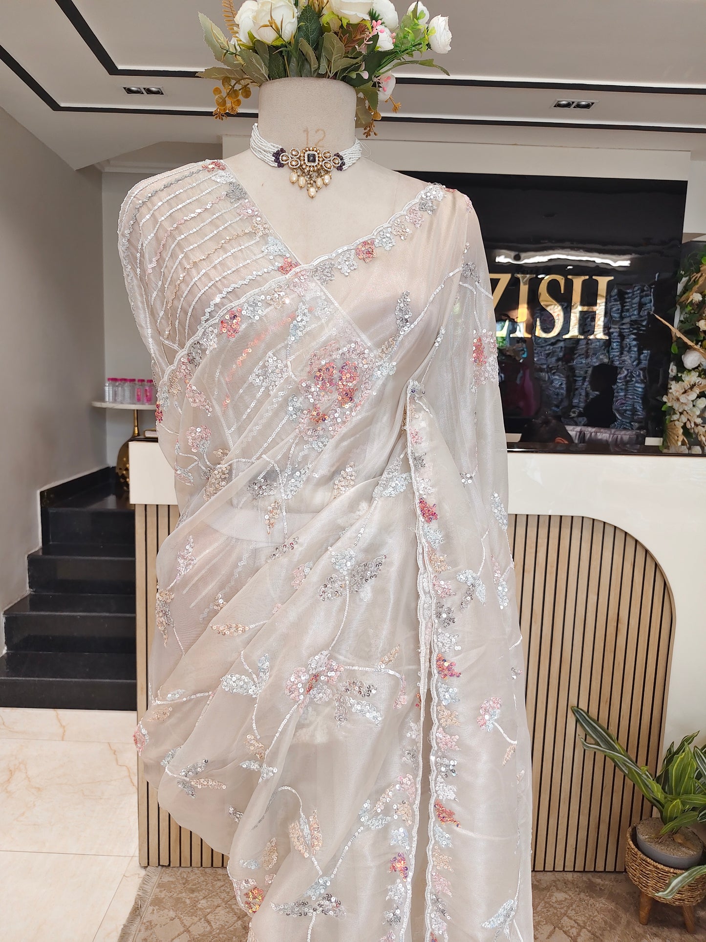 Off White Tissue Saree