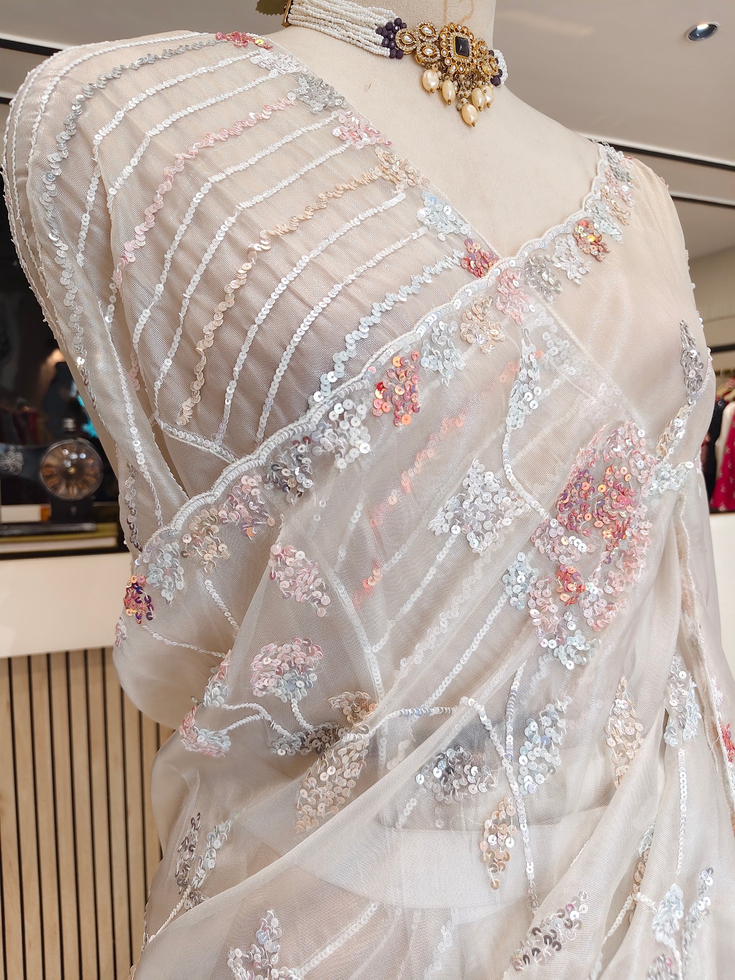 Off White Tissue Saree