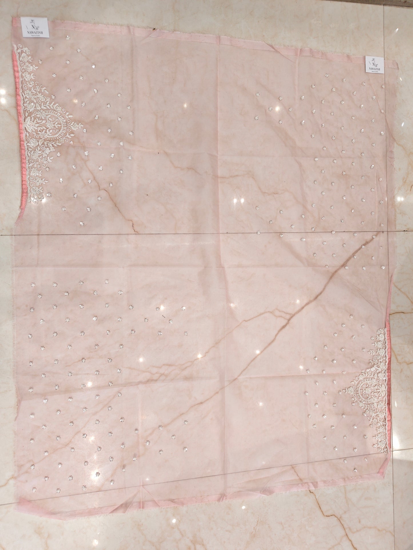 Baby Pink Organza Saree