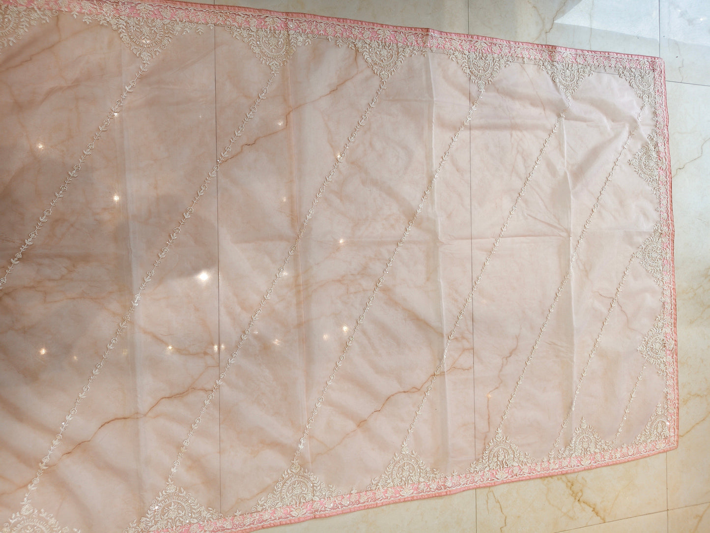 Baby Pink Organza Saree