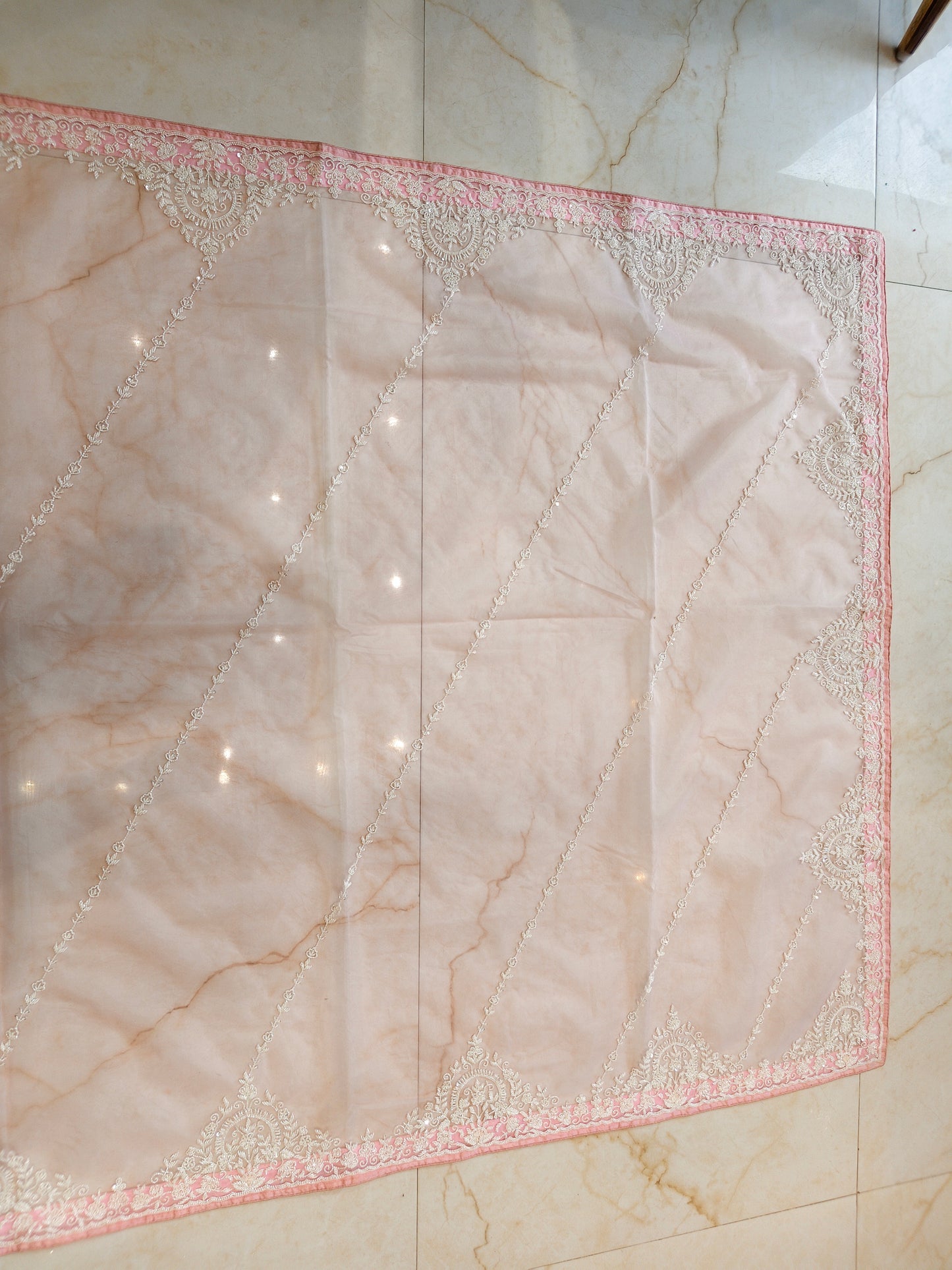 Baby Pink Organza Saree