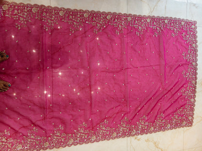 Rani Pink Organza Saree