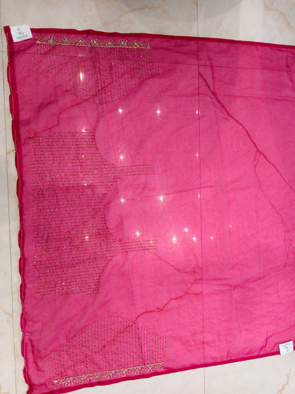 Rani Pink Organza Saree