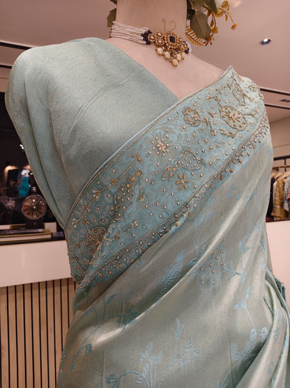 Sea Green Linen Saree