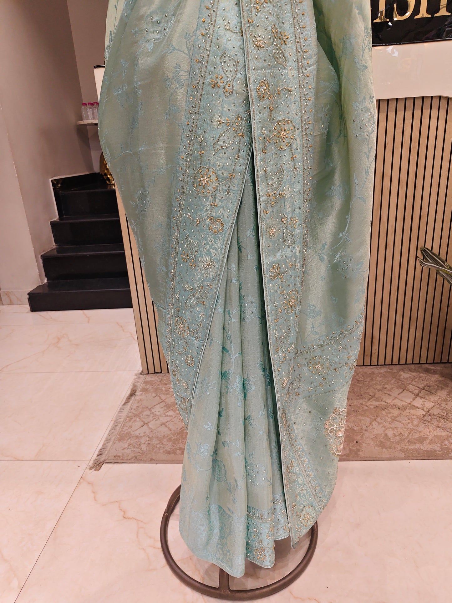 Sea Green Linen Saree