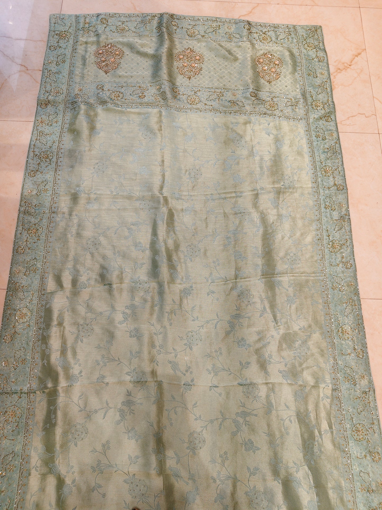 Sea Green Linen Saree