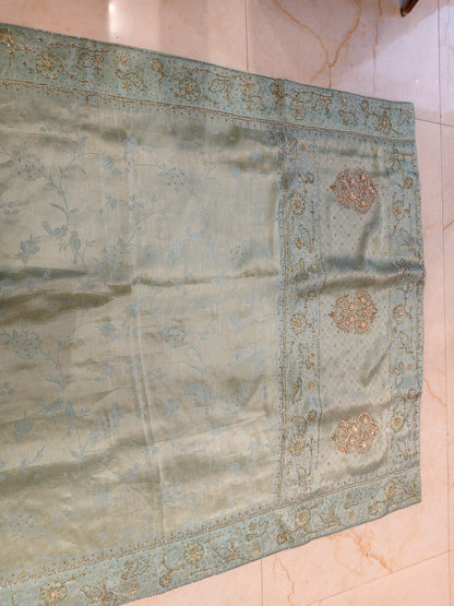 Sea Green Linen Saree