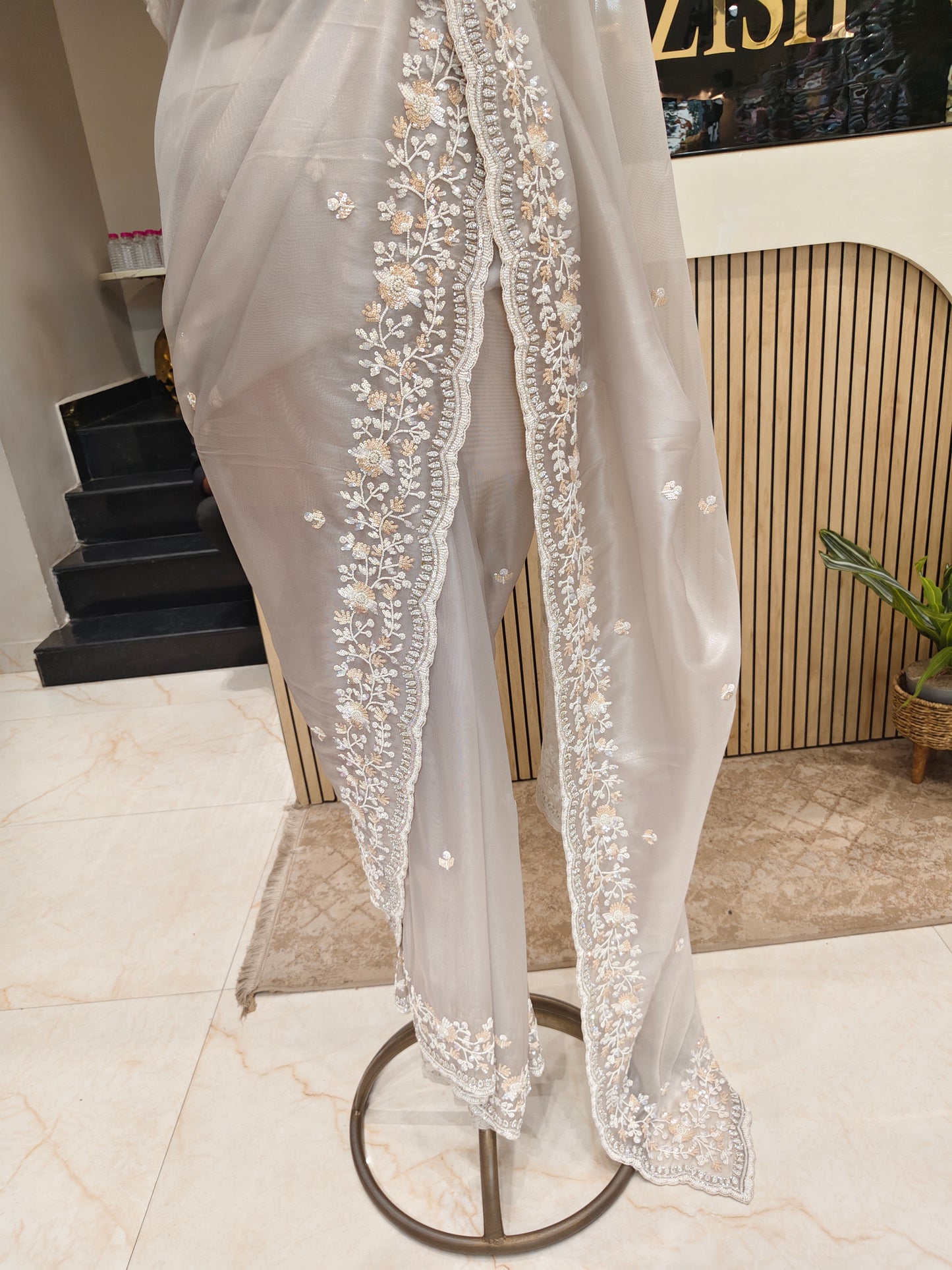Grey Tissue Saree