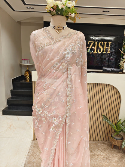 Baby Pink Tissue Saree