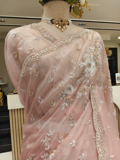 Baby Pink Tissue Saree