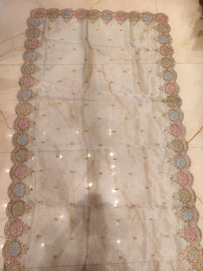 Sea Green Glass Tissue Saree