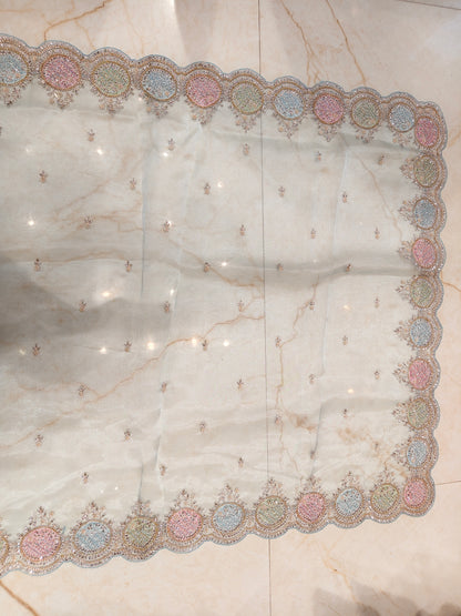 Sea Green Glass Tissue Saree