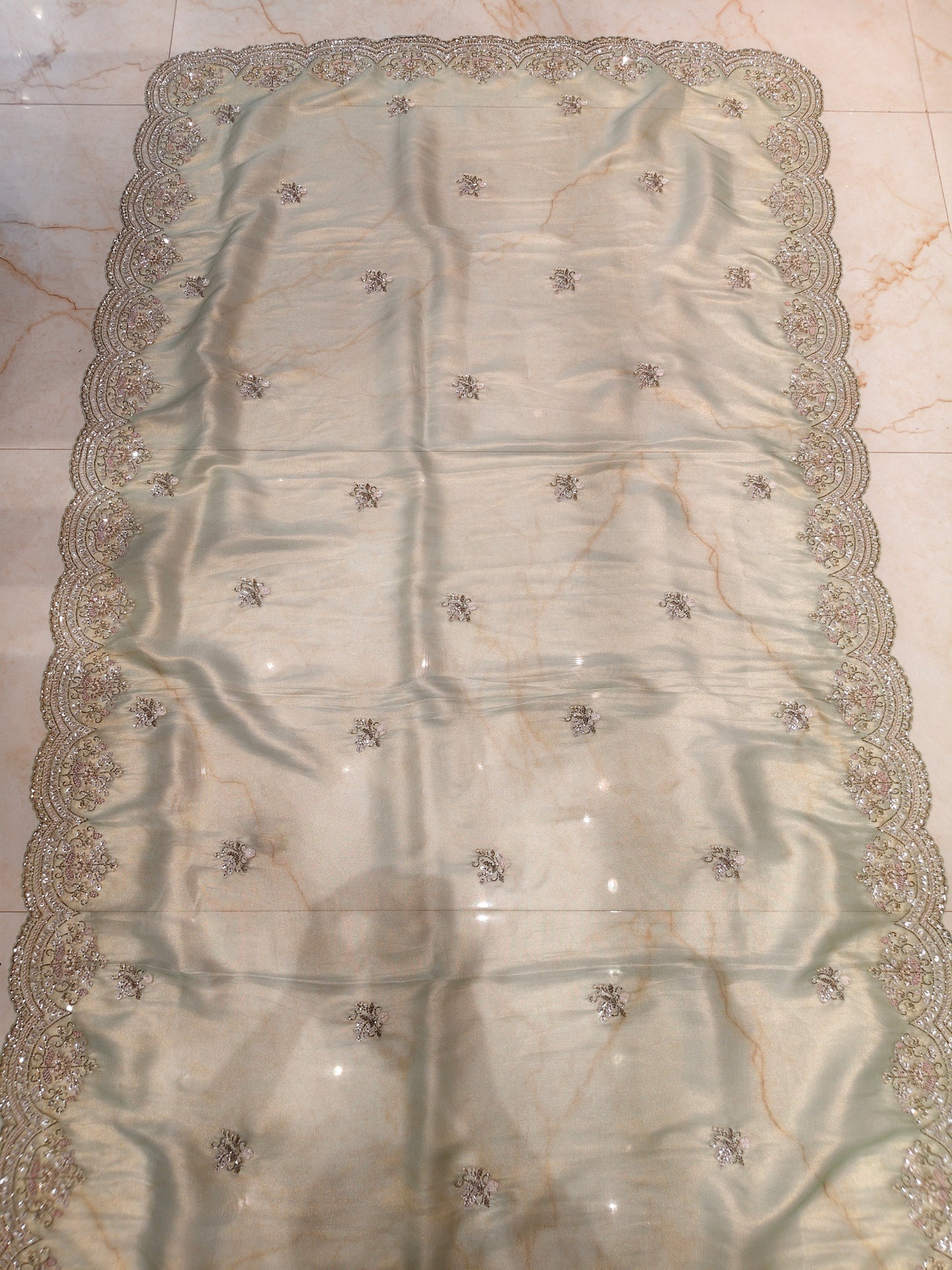 Sea Green Tissue Saree
