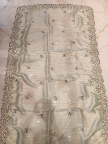 Sea Green Tissue Saree