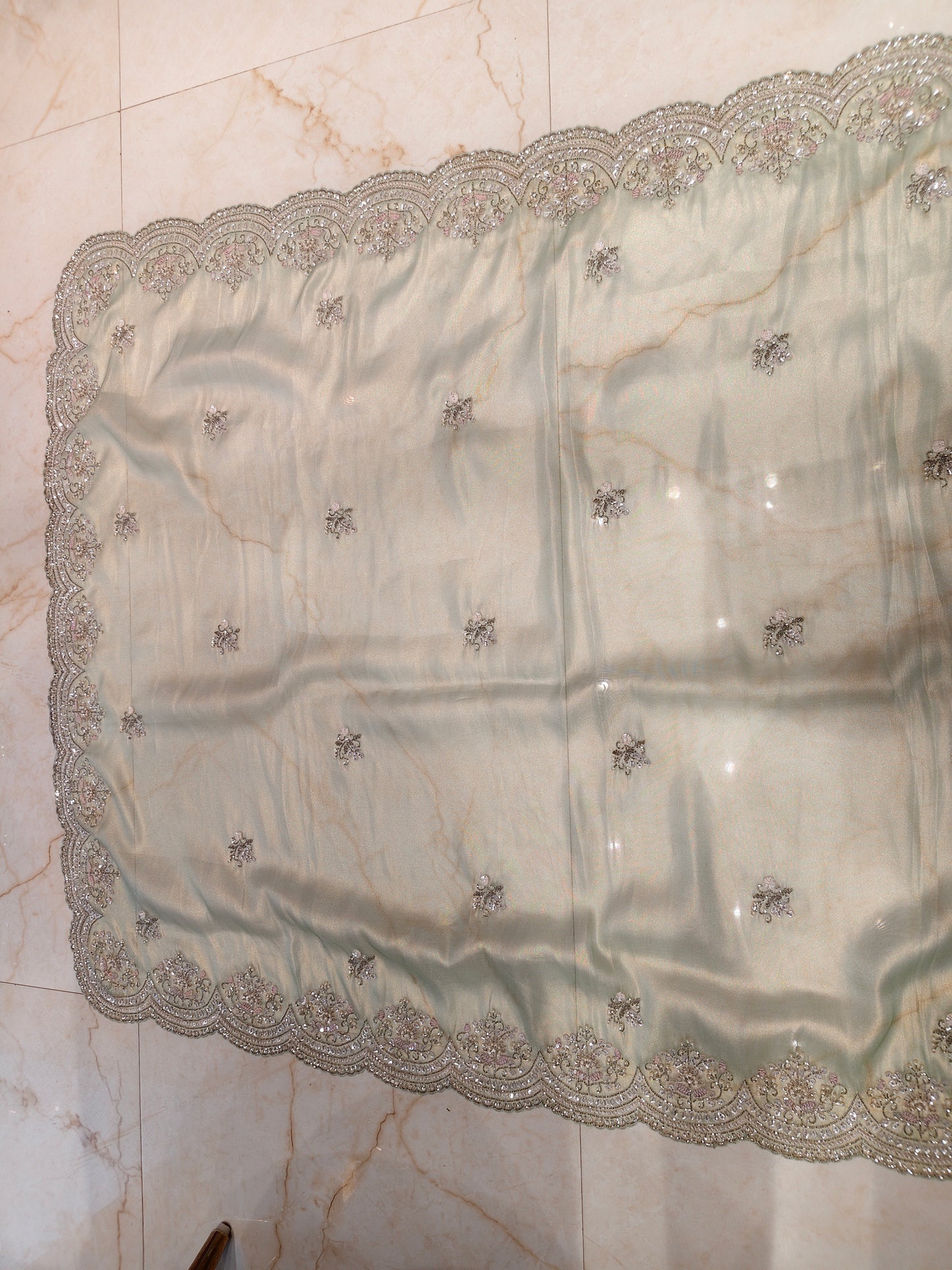 Sea Green Tissue Saree
