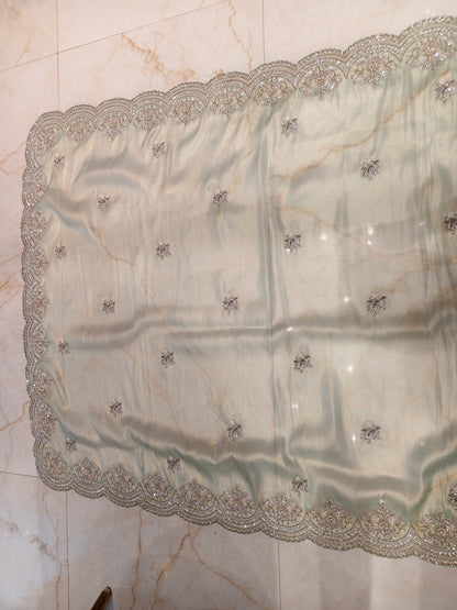 Sea Green Tissue Saree