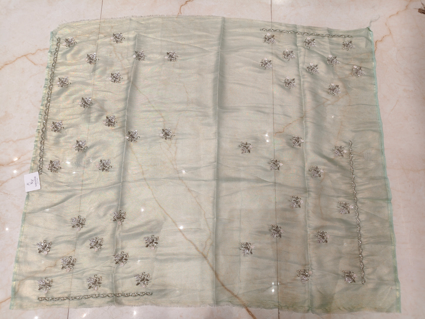 Sea Green Tissue Saree