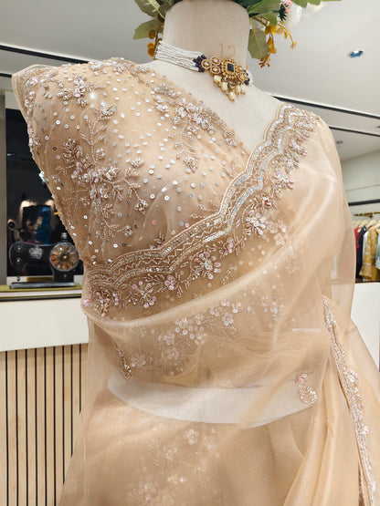Golden Glass Tissue Saree