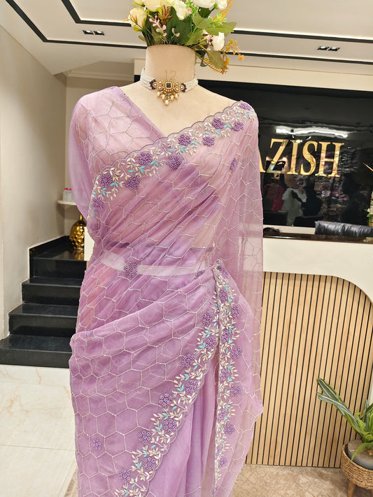 Purple Organza Saree
