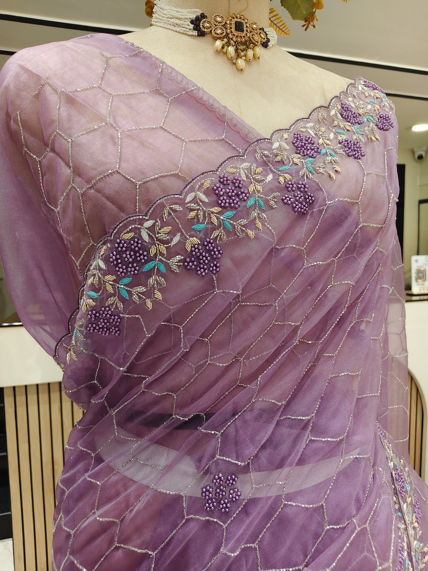 Purple Organza Saree